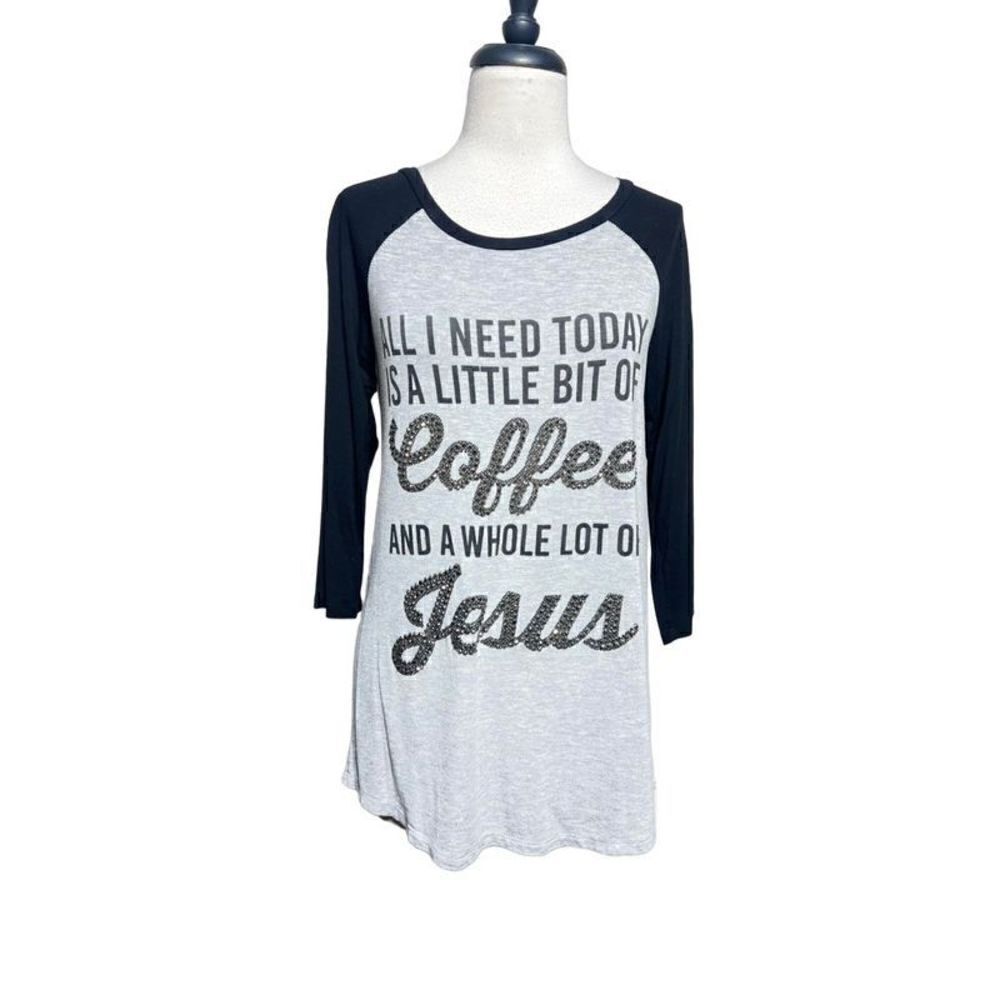 Rosemary Knit Jersey All I Need Is Coffee And Jesus Black & Gray Small